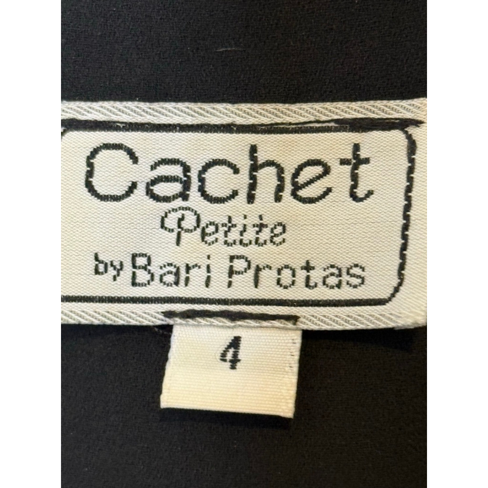 Vintage Cachet Petite by Bari Protas Black Gold Long Sleeve Dress 4P - Picture 8 of 9